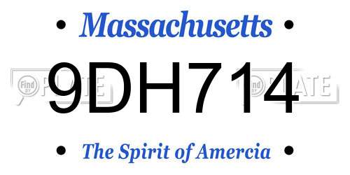 9DH714 Massachusetts License Plate