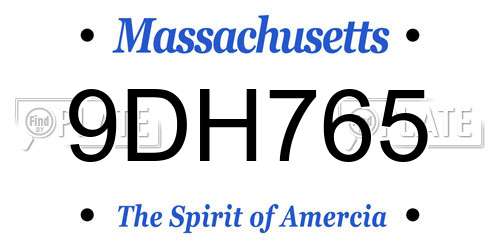 9DH765 Massachusetts License Plate