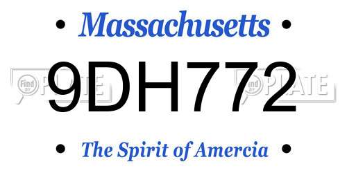 9DH772 Massachusetts License Plate