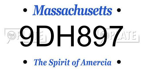 9DH897 Massachusetts License Plate