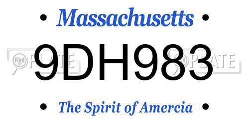 9DH983 Massachusetts License Plate