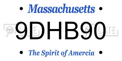 9DHB90 Massachusetts License Plate