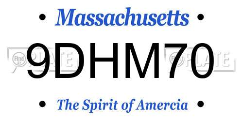 9DHM70 Massachusetts License Plate