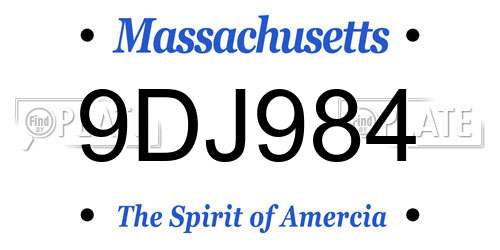 9DJ984 Massachusetts License Plate