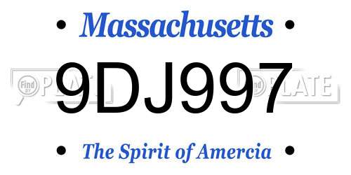 9DJ997 Massachusetts License Plate