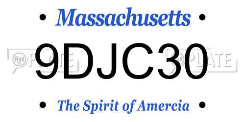 9DJC30 Massachusetts License Plate