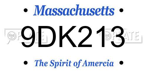 9DK213 Massachusetts License Plate