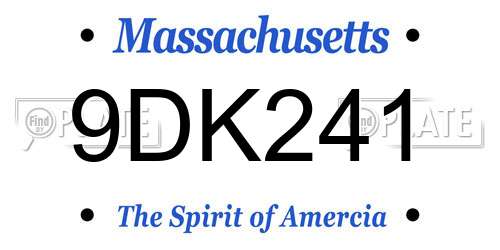 9DK241 Massachusetts License Plate