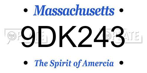 9DK243 Massachusetts License Plate