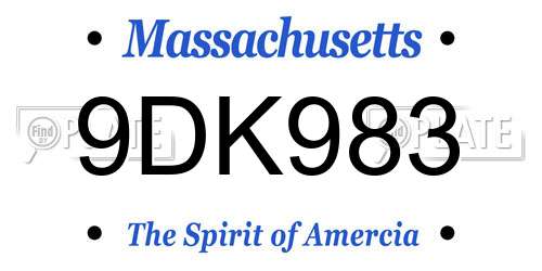 9DK983 Massachusetts License Plate