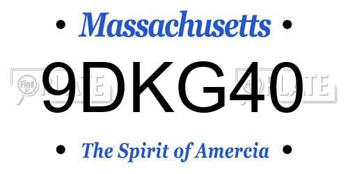 9DKG40 Massachusetts License Plate