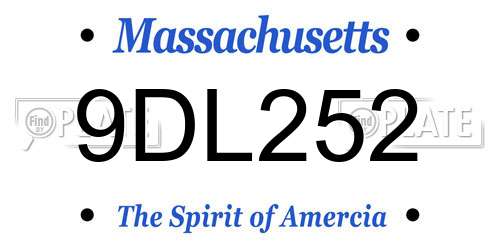 9DL252 Massachusetts License Plate