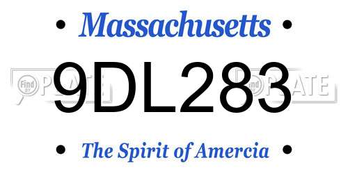 9DL283 Massachusetts License Plate