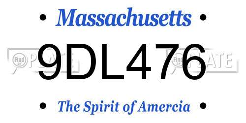 9DL476 Massachusetts License Plate