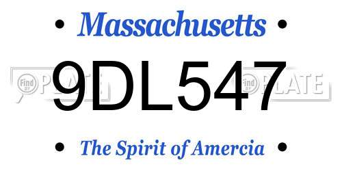 9DL547 Massachusetts License Plate