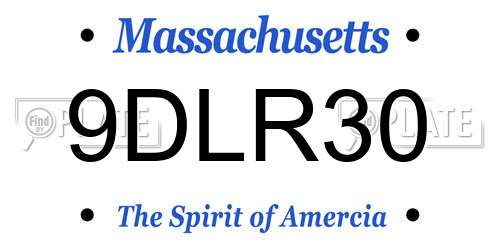 9DLR30 Massachusetts License Plate