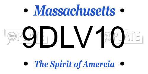 9DLV10 Massachusetts License Plate