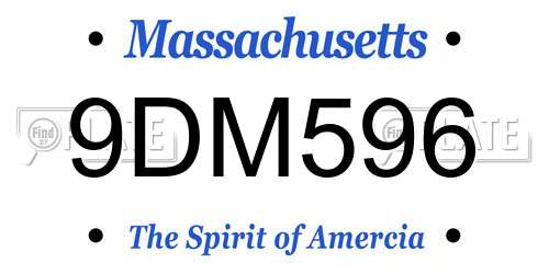 9DM596 Massachusetts License Plate