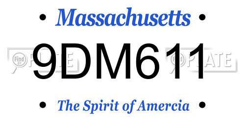 9DM611 Massachusetts License Plate