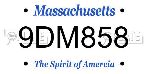 9DM858 Massachusetts License Plate