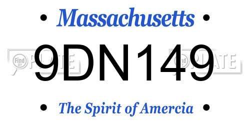 9DN149 Massachusetts License Plate