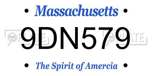 9DN579 Massachusetts License Plate