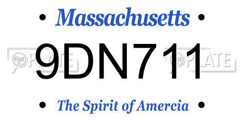 9DN711 Massachusetts License Plate