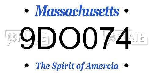9DO074 Massachusetts License Plate