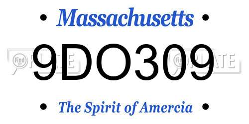 9DO309 Massachusetts License Plate