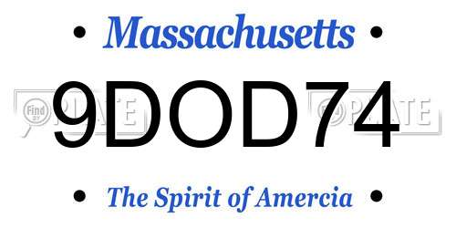 9DOD74 Massachusetts License Plate