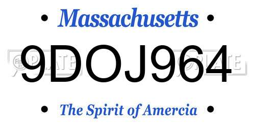 9DOJ964 Massachusetts License Plate