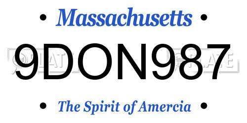 9DON987 Massachusetts License Plate