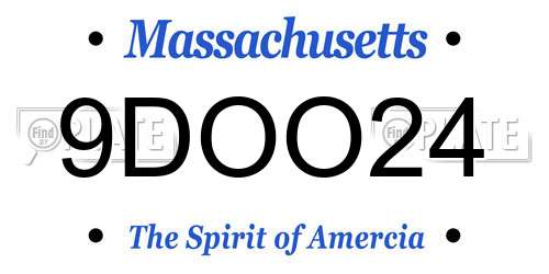9DOO24 Massachusetts License Plate