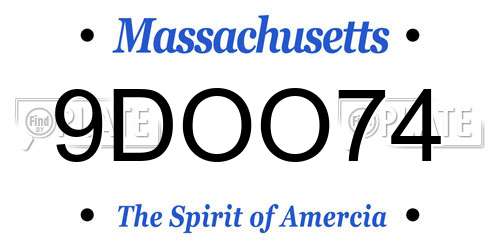 9DOO74 Massachusetts License Plate