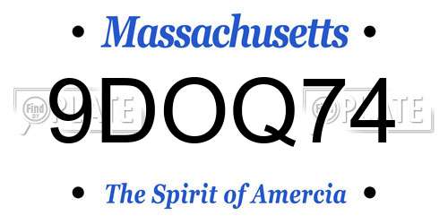 9DOQ74 Massachusetts License Plate
