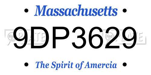 9DP3629 Massachusetts License Plate