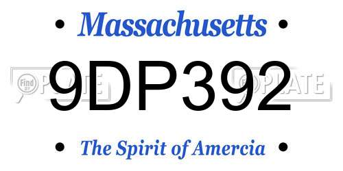 9DP392 Massachusetts License Plate