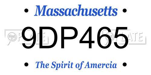 9DP465 Massachusetts License Plate