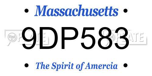 9DP583 Massachusetts License Plate