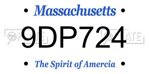 9DP724 Massachusetts License Plate