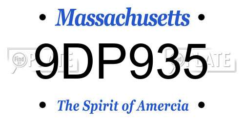 9DP935 Massachusetts License Plate