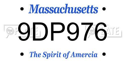 9DP976 Massachusetts License Plate