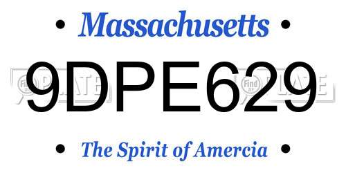 9DPE629 Massachusetts License Plate