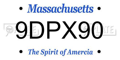 9DPX90 Massachusetts License Plate