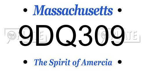 9DQ309 Massachusetts License Plate