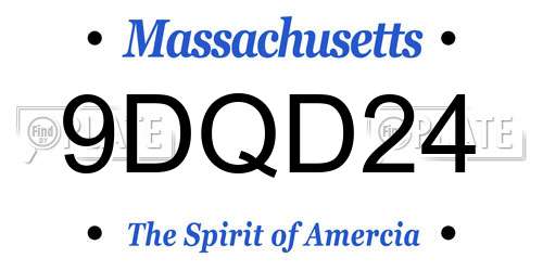 9DQD24 Massachusetts License Plate