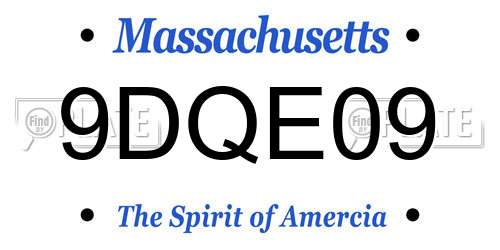 9DQE09 Massachusetts License Plate