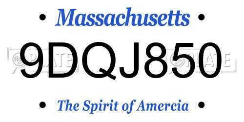 9DQJ850 Massachusetts License Plate