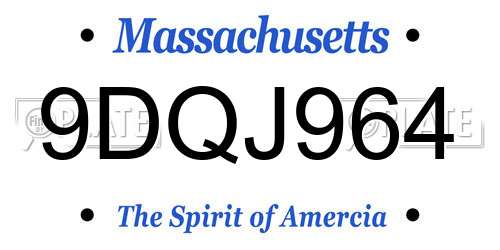 9DQJ964 Massachusetts License Plate