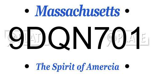9DQN701 Massachusetts License Plate